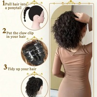 Extensions de cheveux synthétiques à clipser, effet vague d'eau, 14 pouces, nouées à la main, en noir, marron, jaune