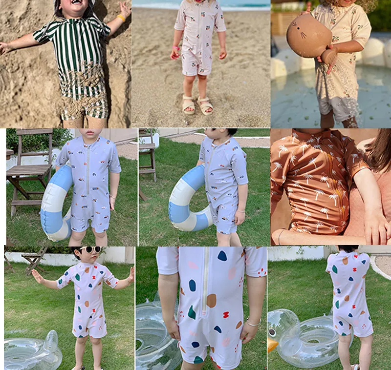 New Sunscreen Quick Drying Cartoon Hot Spring Children Boys' One-piece Swimsuit For Kids