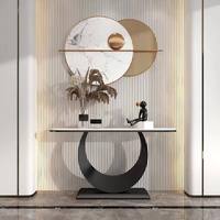 Table console multifonctionnelle en métal et pierre, style nordique moderne et luxueux, pour salon, véranda, entrée