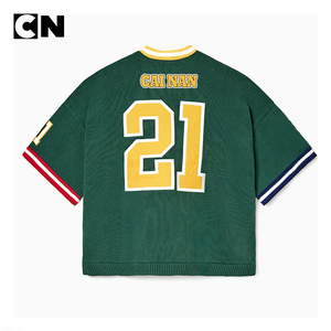 GRS Certification d'usine Logo <span class=keywords><strong>personnalisé</strong></span> Jacquard Numéro Twill Applique Boxy Fit Knit <span class=keywords><strong>Baseball</strong></span> Batting Jersey Sweater for Summer - Product Image 3
