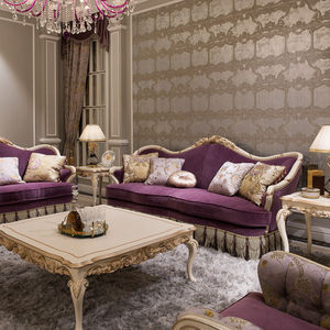 फ्रेंच विला अपार्टमेंट फैक्टरी मूल्य बिक्री कपड़े सोफे सोफे 123 सीटों वाले सोफे शास्त्रीय नक्काशीदार कमरे में रहने वाले बैंगनी सोफे - Product Image 4