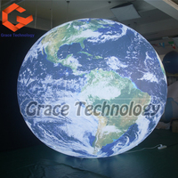 Décoration de plafond éclairage LED boule de terre gonflable gonflable suspendu globe de terre ballon gonflable système solaire planète