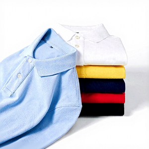 <b>Men</b> Light Blue <b>Long</b> <b>Sleeve</b> <b>Polo</b> <b>Shirt</b> Knitted Cotton Casual Style Breathable Solid Color Regular Fit - Product Image 3