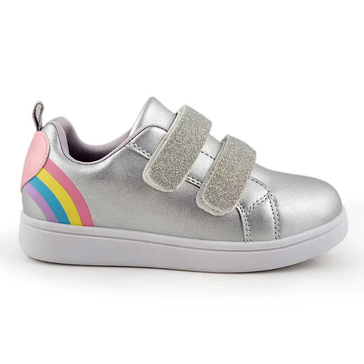 School White Pu Leather Girls and Boys Casual Sport Shoes Fashion Sneakers Children Flat Shoes for Girls