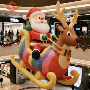 <span class=keywords><strong>Père</strong></span> <span class=keywords><strong>Noël</strong></span> gonflable suspendu sur un traîneau de rennes avec lumières LED, décoration de <span class=keywords><strong>Noël</strong></span> pour centre commercial - Product Image 1
