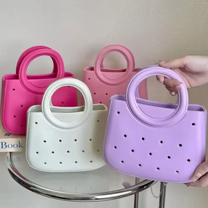 ตะกร้า EVA น่ารักสีบริสุทธิ์ DIY กระเป๋าชายหาดความจุขนาดใหญ่กระเป๋าโท้ทสีบริสุทธิ์กันน้ำกลางแจ้ง - Product Image 2