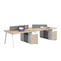 Bureau d'ordinateur en chêne gris foncé pour 2 personnes au design moderne avec double meuble de rangement, tiroirs de classement extra longs et pratiques pour les villas