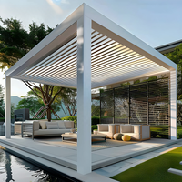 Pergola bioclimatique moderne en aluminium avec toit à lames motorisées, système d'ombrage réglable pour l'extérieur, le jardin et la cour