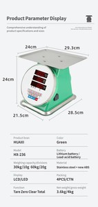 Balance électronique commerciale Veidt HX-236 en acier inoxydable, double écran, étanche, pour comptage, capacité 60 kg - Product Image 6