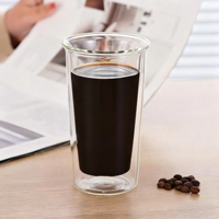 Vente en gros de gobelets en verre à double paroi personnalisés avec logo, 400 ml, pour café, thé, eau, bouteille d'eau