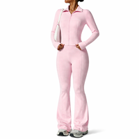 Ensemble de yoga et de fitness pour femmes : Leggings push-up à manches longues avec fermeture éclair, tenue de sport nude pour l'entraînement et la course