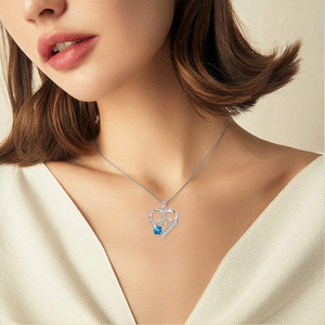 Birthstone "ti amo" mamma-regalo per la festa della mamma classico blu rosso bianco ametista e zircone cristallo collane a cuore gioielli da donna - Product Image 2