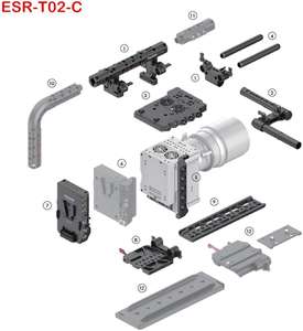 Cage RED DSMC2 ESR-T02-C avec plaque de base et poignée supérieure pour RED DSMC2 Raven/Weapon/Scarlet-W avec système d'alimentation SDI entrée/sortie - Product Image 6