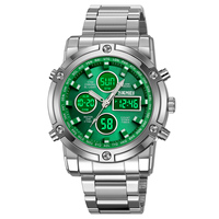 SKMEI 2556 usine haut marque de luxe en acier analogique mâle montre numérique Original hommes poignet double temps Sport montre étanche Relojes