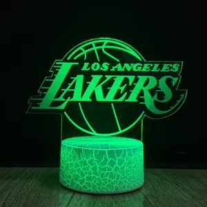 أدى فريق كرة السلة ليكرز 3D الوهم البصري مصباح الذكية 7 ألوان ليلة ضوء الجدول مصباح