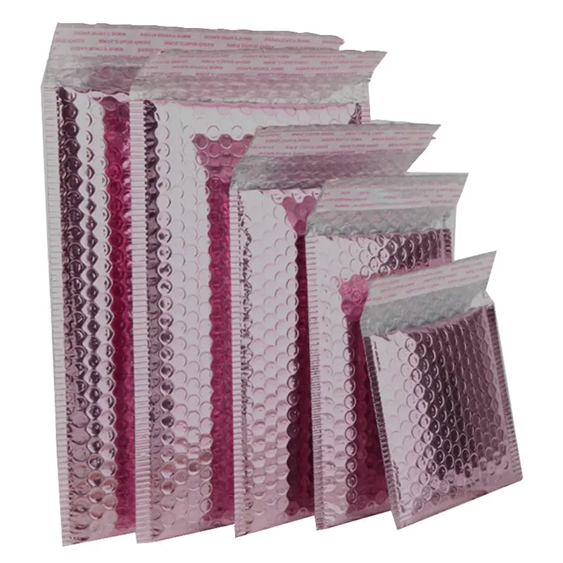 Feuille Métallique Or Rose Sacs Postaux Enveloppes Rembourrées Enveloppes Courrier Expédition Emballage Sacs En Plastique Poly Bubble Mailers