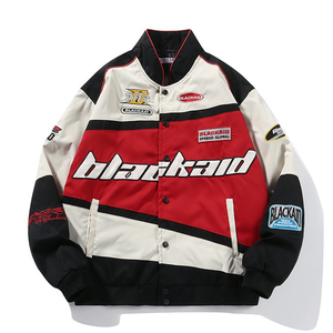 カスタムデザイン高品質100% 本革バイクレーシングジャケットカスタム刺Embroideryパッチクロップドジャケット