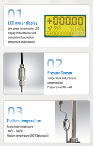 เครื่องวัดการไหลแบบดิจิตอล พร้อมวัดอุณหภูมิและชดเชย เซ็นเซอร์วัดการไหลสำหรับอุตสาหกรรม เครื่องวัดการไหล - Product Image 5