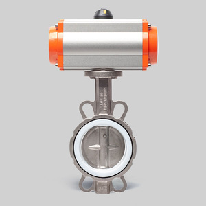 Vanne papillon pneumatique East DN50 en acier inoxydable 304, raccord à collier, siège en caoutchouc PTFE, type température ambiante - Product Image 1