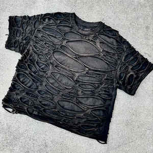 Duomei produttore personalizzato estate strappati strappati Streetwear <span class=keywords><strong>Punk</strong></span> alta qualità acido lavare magliette Vintage per gli uomini - Product Image 4