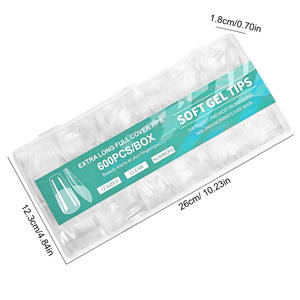 600PCS Boxed <span class=keywords><strong>Full</strong></span> Clear <span class=keywords><strong>Cover</strong></span> Nagels pitzen Set Thin Crystal Style mit halb mattem Finish und No-File Fit für euro amerikanische Nail Art - Product Image 6