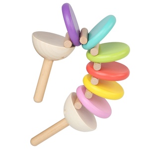 Instrumentos de Percusión de Madera para Bebés, Sonajeros de Mano con Diseño de Arcoíris, Juguete Musical Educativo para el Aprendizaje Temprano del Bebé - Product Image 1