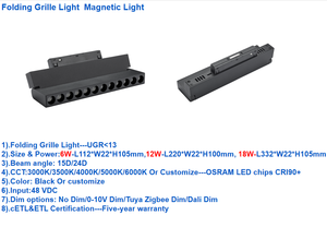 Lámpara de Techo Moderna Plegable con Certificación ETL y CETL, Negra y Blanca, Riel Magnético, 0-10V, Zigbee, Tuya Smart, <span class=keywords><strong>Dali</strong></span> Dim, para Dormitorio u Oficina, Alto CRI 90/95 - Product Image 4