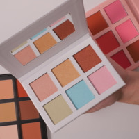 Palette de fard à joues pour le visage de marque cosmétique avec logo personnalisé, maquillage hautement pigmenté, poudre pressée mate, végétalien, minéral, imperméable