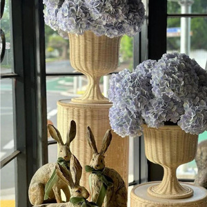 Jarrón <span class=keywords><strong>de</strong></span> Ratán Tejido a Mano Ecológico con Tallo - Maceta <span class=keywords><strong>de</strong></span> <span class=keywords><strong>Mimbre</strong></span> Natural para Flores Secas y Decoración Boho para el Hogar - Product Image 2