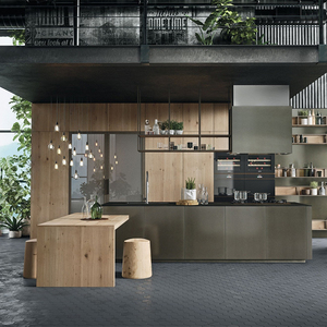 Meubles de cuisine carrés blancs modernes minimalistes très demandés avec éclairage LED, comptoir en marbre/acrylique et portes en verre - Product Image 5