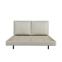 Lit flottant en cuir crème air Willsoon nouveau style avec lumières d'ambiance led lit rembourré moderne king size