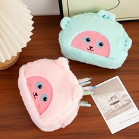 Mignon dessin animé en peluche pliable pochette à fermeture éclair Portable maquillage brosse sac stockage pour voyage sacs à cosmétiques pour femmes filles étudiants