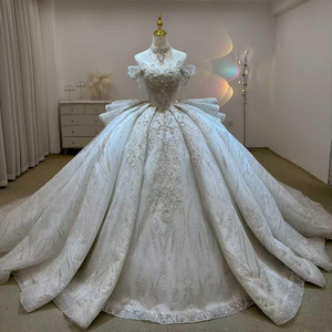 Robe de mariée de bal scintillante à perles lourdes, longue traîne cathédrale Lsjj107 - Product Image 1