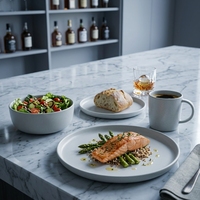 Service de table 4 pièces Guangda en porcelaine mate de luxe, céramique beige et blanche, vaisselle moderne minimaliste, assiettes et bols crème
