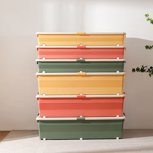 Caja <span class=keywords><strong>de</strong></span> almacenamiento <span class=keywords><strong>de</strong></span> plástico apilable grande <span class=keywords><strong>de</strong></span> diseño moderno con ruedas organizador debajo <span class=keywords><strong>de</strong></span> la cama <span class=keywords><strong>para</strong></span> sábanas <span class=keywords><strong>ropa</strong></span> juguetes Material PP - Product Image 3