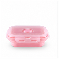 Boîte à lunch carrée pliable en silicone, compatible micro-ondes, avec couvercle verrouillable, pour la préparation des repas et les voyages (vente en gros)