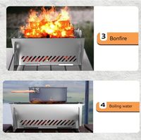WINB Barbecue au charbon de bois pliable portable avec sac de transport, pour 1-2 personnes, mini barbecue en acier inoxydable pour le camping, la randonnée, le jardin, le pique-nique (8.2X5.5)