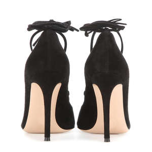 Escarpins à talons hauts en cuir suédé beige <span class=keywords><strong>noir</strong></span> élégant de conception personnalisée pour femmes talons aiguilles d'été à lanières pour mariage - Product Image 5