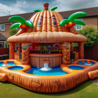 Bar flottant gonflable pour adultes, pour les loisirs et les divertissements en plein air, fête aquatique, piscine avec tente, certifié CE, en PVC.