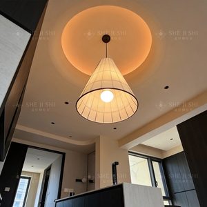 Lustre de style Wabi Sabi, diamètre 40cm 50cm 60cm 80cm, luminaire suspendu rond en tissu pour salon, chambre à coucher, salle à manger - Product Image 3
