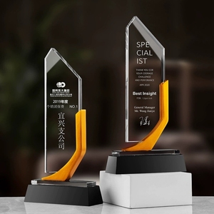 ADEL Nuovo Design Personalizzato Trofeo in Vetro Cristallo Sabbiato con Logo per Souvenir e Regali - Product Image 1