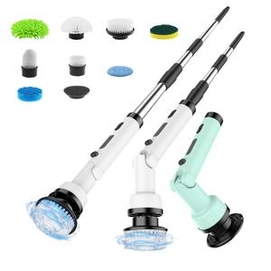 Cepillo de limpieza eléctrico telescópico inalámbrico con cabezal giratorio para cocina y baño, mango de acero inoxidable, diseño plegable - Product Image 1
