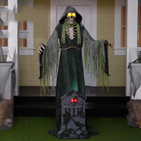 Nouveauté 2024 : Accessoires de décoration d'Halloween animatroniques grandeur nature pour maison hantée, électriques, d'horreur, faits main