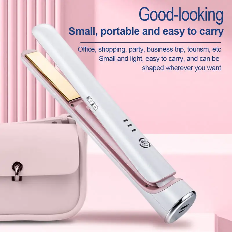 Wireless USB Portable Cordless Mini Rechargeable Planchas Para Pelo Straightening Flat Iron Ceramic Hair Straightener