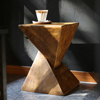 Table basse carrée en bois de style nordique, finition vieillie, pour salon moderne