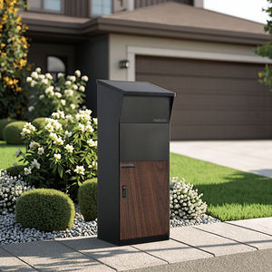 Boîte <span class=keywords><strong>aux</strong></span> <span class=keywords><strong>lettres</strong></span> extérieure en acier inoxydable Boîte à colis verrouillable avec porte en grain de bois pour usage domestique - Product Image 1