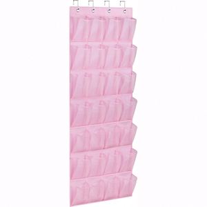 Sac de rangement suspendu pour porte, 28 compartiments, rose, grande pochette en maille, pour chaussures d'enfants et poussettes - Product Image 1