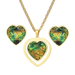 Jewelry Manufacturer Wholesale Colorful Oval Stone Charm <b>Necklace</b> Earring Resin Jewelry Set Women - Product Image 1
