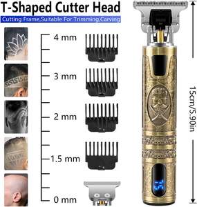 Tondeuses à cheveux électriques sans fil professionnelles pour hommes <span class=keywords><strong>coupe</strong></span>-cheveux de coiffeur alimenté par USB tondeuses à barbe anglaises en acier inoxydable - Product Image 4
