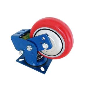 Ruedas de nivelación de carga de 500Kg de alta resistencia, rodamiento de bolas, ruedas de amortiguación de resorte ajustable, máquina giratoria de hierro y acero de caucho - Product Image 1